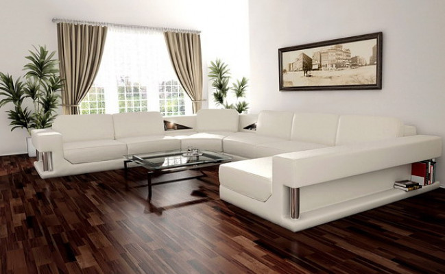 Narożnikowa kanapa Nowoczesna Skóra Sofa Żywy krajobraz + USB Podkładka Zestaw narożny Design Couch