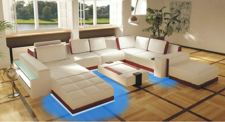 Sofa Kanapa Narożnikowa kanapa Valentin UForm Luksusowa Designerska Sofa Skórzana Kanapa LED Skóra Nowoczesna