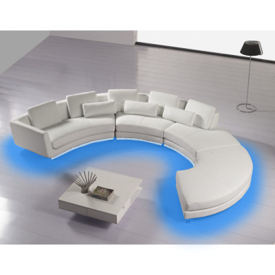 Narożnikowa kanapa Nowoczesna okrągła kanapa Okrągły Narożnik Podkładka Sofa Siedziba Ustawić Skóra Kanapa + USB
