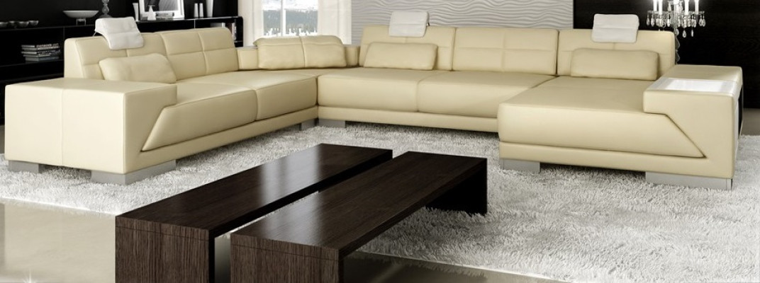 Salon U Shape Narożnikowa kanapa z USB Design Sofa Kanapa Podkładka Ustawić Narożnik Brązowy