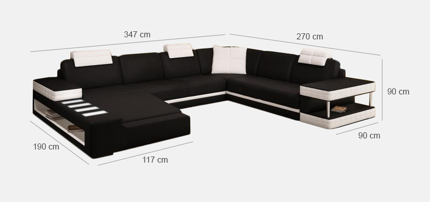 XXL Żywy krajobraz U kształt skórzanej sofy Podkładka Narożnikowa kanapa Sofa Kanapa Skóra Włókienniczy USB