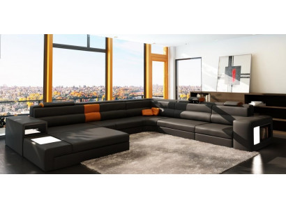 Design Couch Sofa Narożnikowa kanapa Podkładka Narożnik Siedziba Ustawić Żywy krajobraz Skóra USB+LED