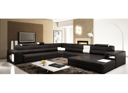 Design Sofa Narożnikowa kanapa Podkładka Kanapa Narożnik Siedziba Ustawić Żywy krajobraz Skóra USB+LED