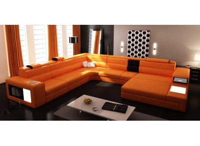 Nowoczesna, elegancka sofa w kształcie U Narożnikowa ze Skórą dla stylowych przestrzeni mieszkalnych