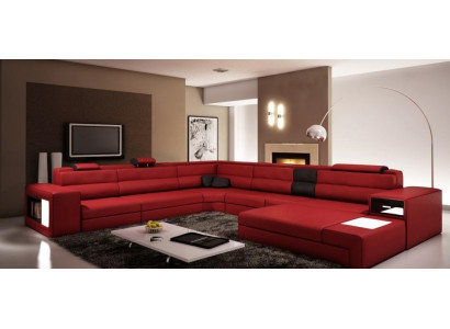 Żywy krajobraz Sofa Skórzana Kanapa Narożnikowa kanapa Narożnik Ustawić Design Nowoczesna Sofa + USB Nowość