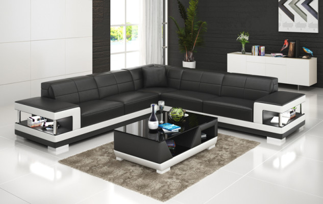 Skórzana sofa z USB Żywy krajobraz Narożnikowa kanapa Narożnik Ustaw Design Modern Sofa G8017B