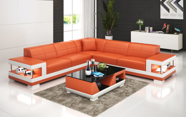 Skórzana sofa z USB Żywy krajobraz Narożnikowa kanapa Narożnik Ustaw Design Modern Sofa G8017B