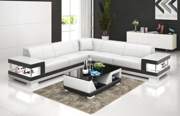 Skórzana sofa z USB Żywy krajobraz Narożnikowa kanapa Narożnik Ustaw Design Modern Sofa G8017B