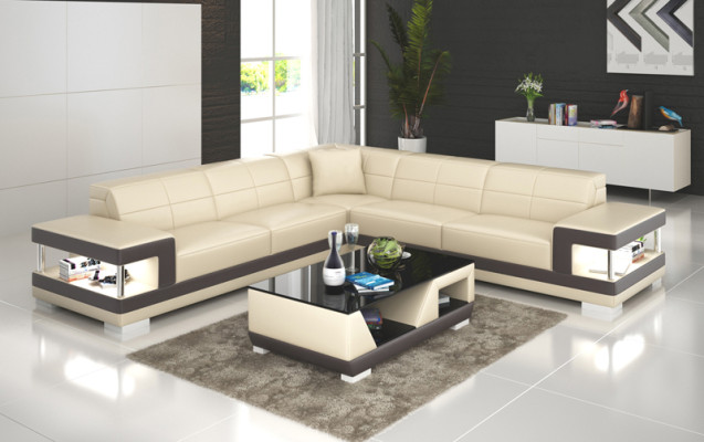 Skórzana sofa z USB Żywy krajobraz Narożnikowa kanapa Narożnik Ustaw Design Modern Sofa G8017B