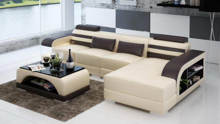 Skórzana sofa z USB Żywy krajobraz Narożnikowa kanapa Narożnik Ustaw Design Modern Sofa G8033C