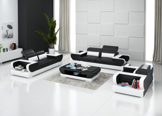 Skórzana sofa kanapa Żywy krajobraz 3+2+1 miejsce do siedzenia Ustawić Design Modern Sofa G8002D