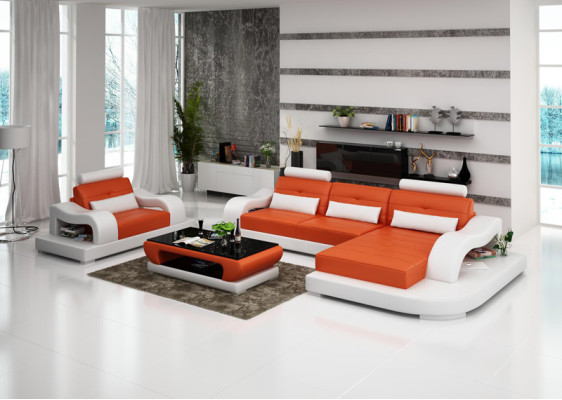 Skórzana sofa kanapa Żywy krajobraz Narożnik kanapa Narożnik Fotel Design Nowoczesna Sofa G8005E