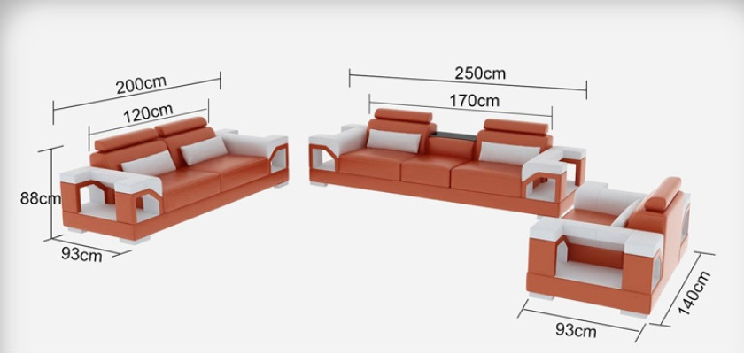 Skórzana sofa kanapa Żywy krajobraz 3+2+1 miejsce do siedzenia Nowoczesna, designerska sofa