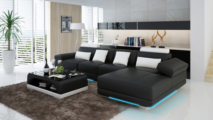 Skórzana sofa Kanapa Żywy krajobraz Nowoczesna sofa Narożnik Narożnikowa kanapa Design Ustawić