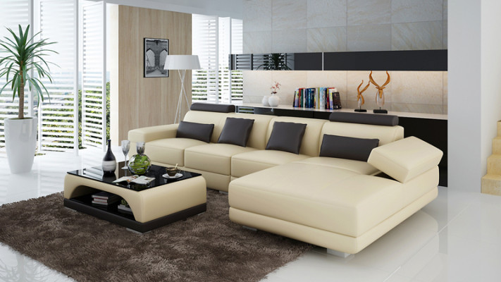 Skórzana sofa Kanapa Żywy krajobraz Nowoczesna sofa Narożnik Narożnikowa kanapa Design Ustawić