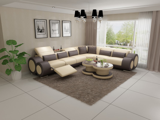 Sofa skórzana Sofa Żywy krajobraz Sofa Modern Narożnik Narożnikowa kanapa Design Ustawić
