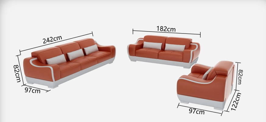 Sofa skórzana Kanapa Żywy krajobraz 3+2+1 miejsce siedzące Ustawić Sofa Zestaw sofowy G8025D