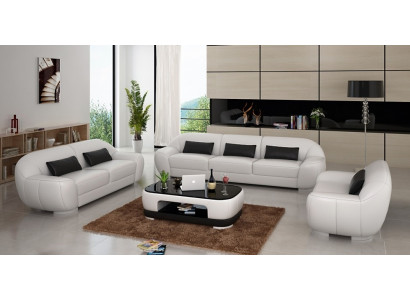 Zestaw sofowy 3+2+1 Couch Podkładka Siedziba Skóra Ustawić Designer Set New Homberg W