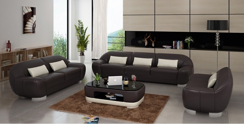 Zestaw sofowy 3+2+1 Couch Podkładka Siedziba Skóra Ustawić Designer Set New Homberg W