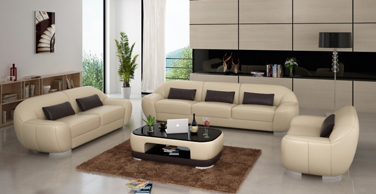 Zestaw sofowy 3+2+1 Couch Podkładka Siedziba Skóra Ustawić Designer Set New Homberg W