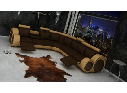 Włókienniczy SOFA PROJEKTANT SOFA COUCH Narożnikowa kanapa Żywy krajobraz Narożnik NOWOŚĆ Ustawić Skóra !!!