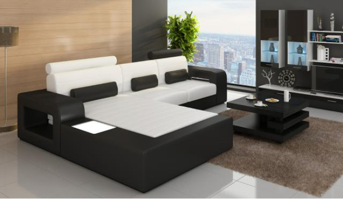 Skóra SOFA Ustawić Narożnikowa kanapa z USB CORNER COUCH Ustawić SKÓRZANĄ COUCH Wykonane na miarę