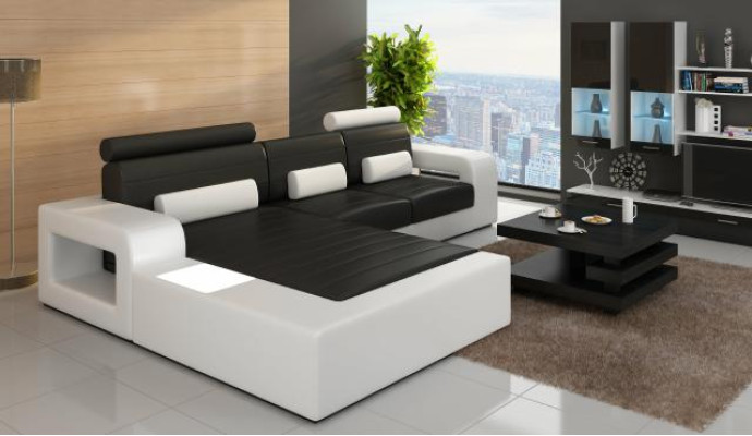 Skóra SOFA Ustawić Narożnikowa kanapa z USB CORNER COUCH Ustawić SKÓRZANĄ COUCH Wykonane na miarę