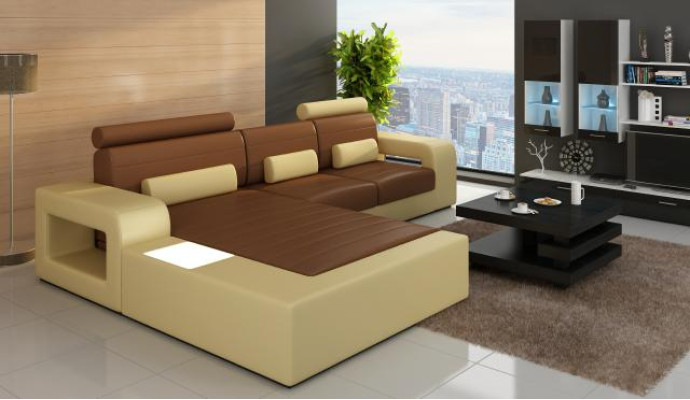 Skóra SOFA Ustawić Narożnikowa kanapa z USB CORNER COUCH Ustawić SKÓRZANĄ COUCH Wykonane na miarę