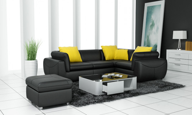 Skórzana sofa z USB Żywy krajobraz Narożnikowa kanapa Narożnik Ustaw Design Nowoczesna Sofa F3014C