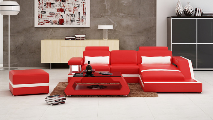 Skórzana sofa z USB Żywy krajobraz Narożnikowa kanapa Narożnik Ustaw Design Modern Sofa L6002E