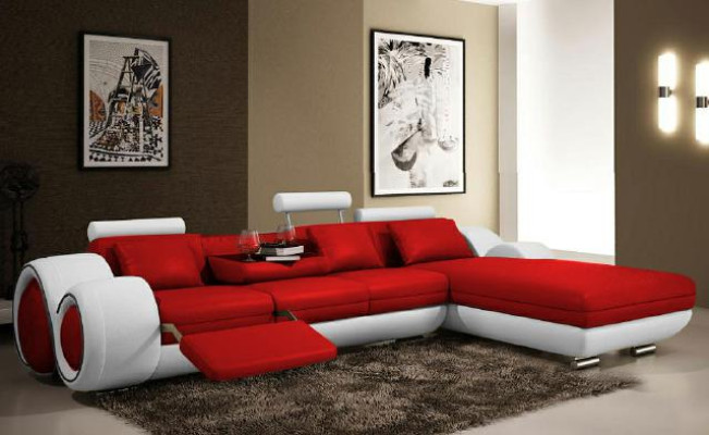 Narożnikowa kanapa Żywy krajobraz Couch Skórzana sofa z USB Sofa Podkładka Ustawić Narożnik BERLIN