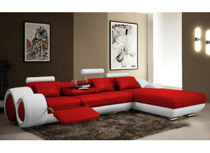 Narożnikowa kanapa Żywy krajobraz Couch Skórzana sofa z USB Sofa Podkładka Ustawić Narożnik BERLIN