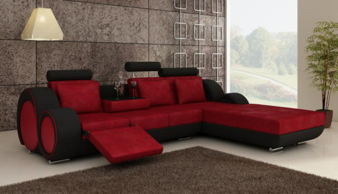 Sofa tekstylna z USB, narożnik Narożnikowa kanapa sofa materiałowa Żywy krajobraz zestaw wypoczynkowy NOWOŚĆ