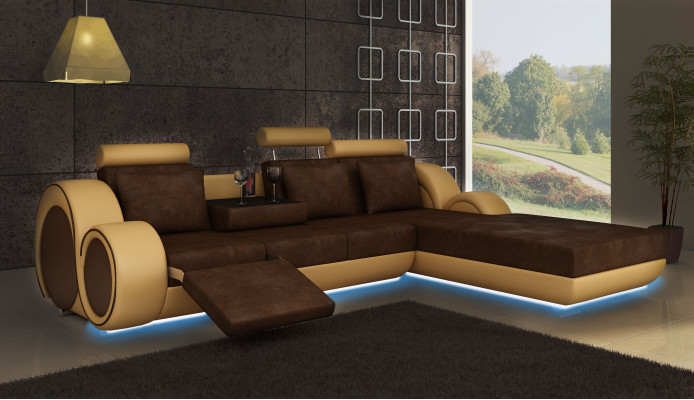 Sofa tekstylna z USB, narożnik Narożnikowa kanapa sofa materiałowa Żywy krajobraz zestaw wypoczynkowy NOWOŚĆ