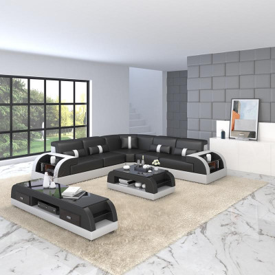 Żywy krajobraz L-shape Narożnikowa kanapa Couch Design Podkładka Skóra Ustawić Sofa Narożnik Nowość