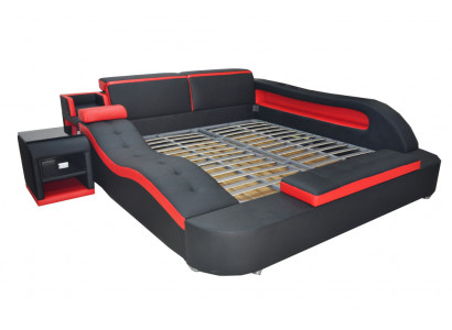 Double Luxury Design Skóra Łóżko Podkładka do łóżka Nowoczesny Hotel Wielofunkcyjny