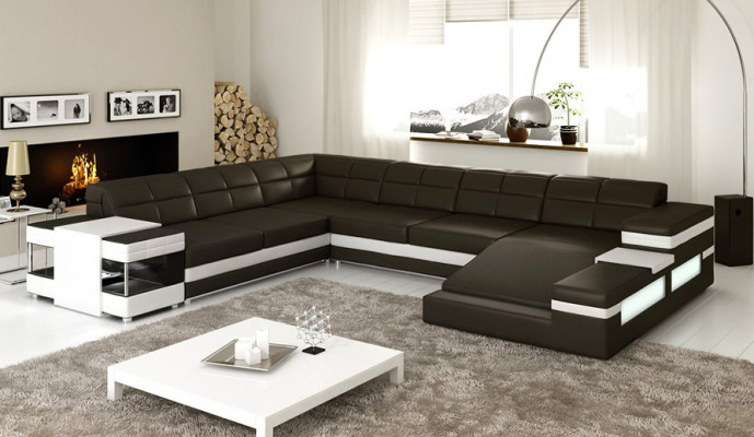 Skórzana sofa sofa kanapa Podkładka Narożnik Żywy krajobraz Narożnikowa kanapa Design Skóra PH3006 Nowość