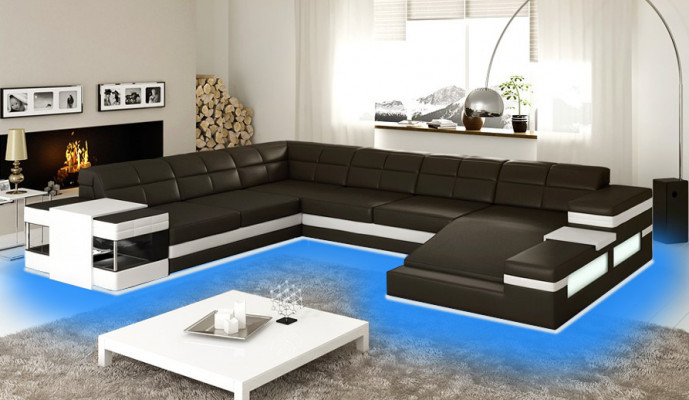 Skórzana sofa sofa kanapa Podkładka Narożnik Żywy krajobraz Narożnikowa kanapa Design Skóra PH3006 Nowość