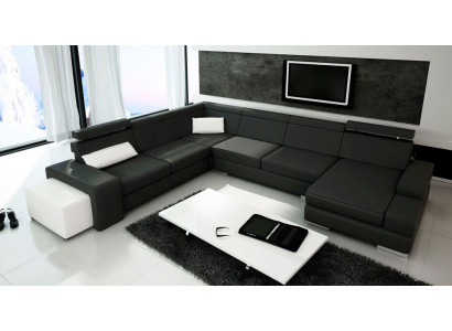 Sofa U Shape Sofa Podkładka Żywy krajobraz Skóra Zestaw narożny XXL Narożnikowa kanapa Nowość