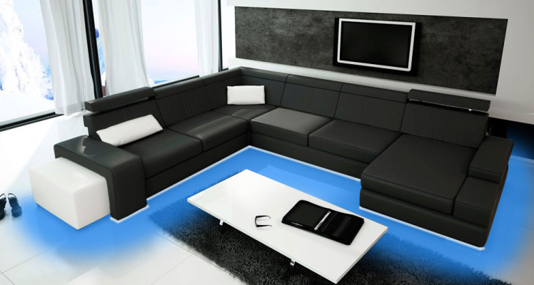 Sofa U Shape Sofa Podkładka Żywy krajobraz Skóra Zestaw narożny XXL Narożnikowa kanapa Nowość