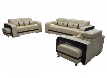 Sofa z USB,Skóra Couch Podkładka Ustawić 3+2+1 Siedziba Kompletny Zestaw Projektowy Nowy
