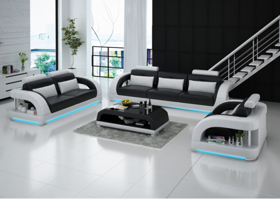 Designerska Sofa Skórzana Kanapa Obcios 3+2+1 miejsce do siedzenia Ustawić Zestaw sofowy Sofa USB