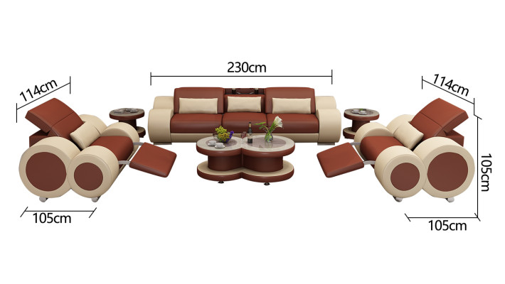 Sofa skórzana Kanapa Zestaw sofowy Nowa 3+1+1 miejsce do siedzenia Ustawić Design Nowoczesna Sofa