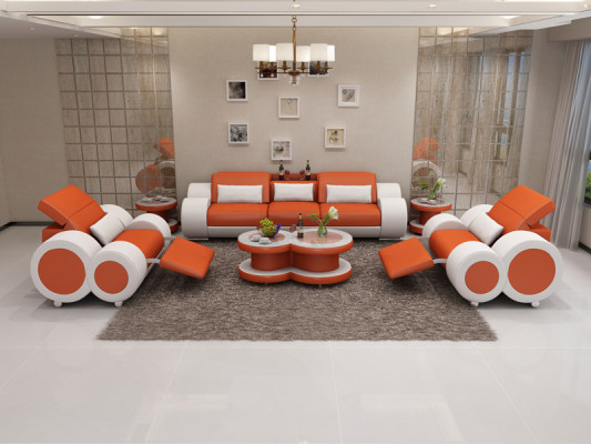 Sofa skórzana Kanapa Zestaw sofowy Nowa 3+1+1 miejsce do siedzenia Ustawić Design Nowoczesna Sofa