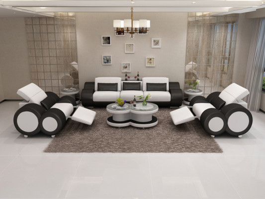 Sofa skórzana Kanapa Zestaw sofowy Nowa 3+1+1 miejsce do siedzenia Ustawić Design Nowoczesna Sofa