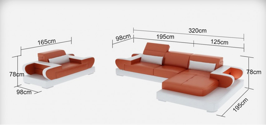 Design XXL Duża Sofa Narożnikowa kanapa z USB Ledersofa Couch Podkładka Narożnik Żywy krajobraz