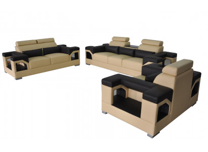 3+2+1 Ustawić Skóra Sofa Kanapa Podkładka Kanapy Sofy Żywy krajobraz