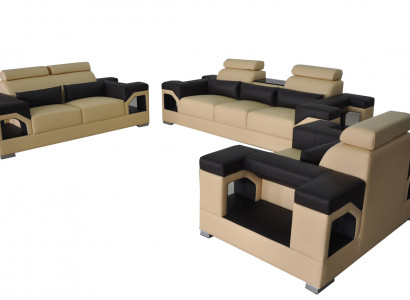 3+2+1 Ustawić Skóra Sofa Kanapa Podkładka Kanapy Sofy Żywy krajobraz