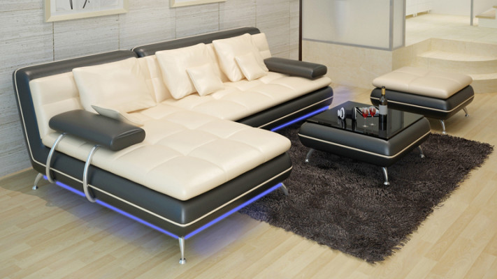 Skórzana sofa z USB Żywy krajobraz Narożnikowa kanapa Narożnik Ustaw Design Nowoczesna Sofa F3015