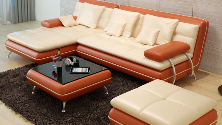 Skórzana sofa z USB Żywy krajobraz Narożnikowa kanapa Narożnik Ustaw Design Nowoczesna Sofa F3015